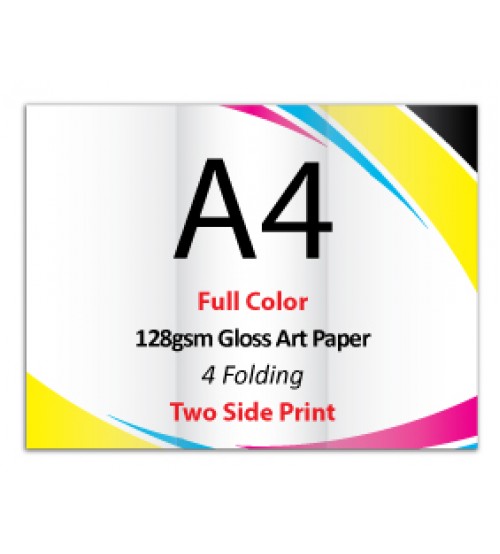 A4 Leaflet Brochure 128gsm Gloss Art Paper 2 Side Print 4 Folding Free Delivery Peninsular Malaysia